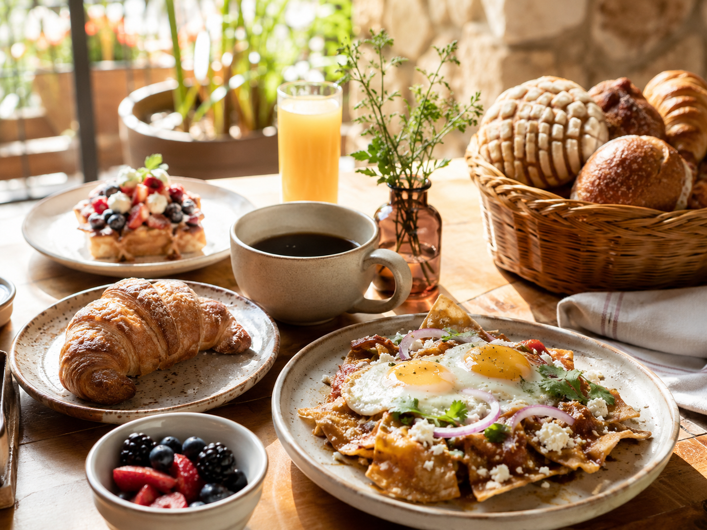 Family-friendly dining spread