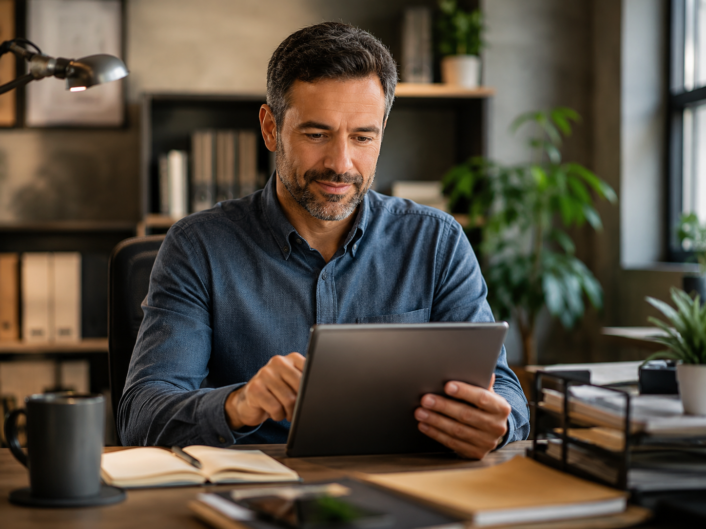 Home service owner reviewing organized quote requests and follow-up priorities