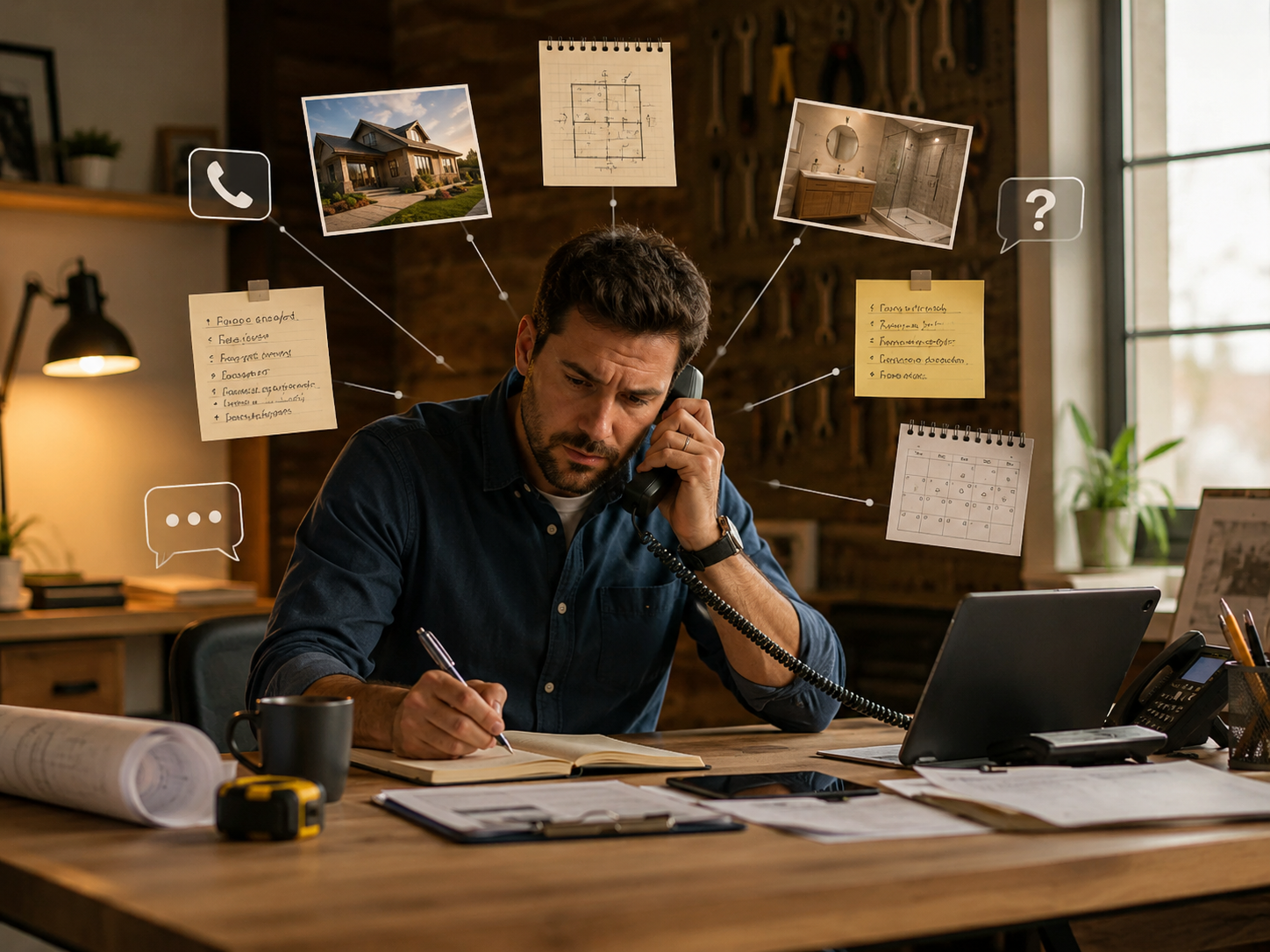 Home service team organizing quote requests, job photos, and homeowner details in one workflow