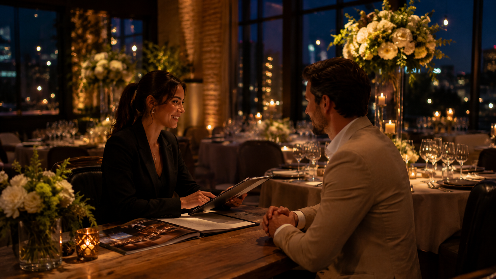 Hospitality team organizing private event and group dining inquiries with useful details upfront