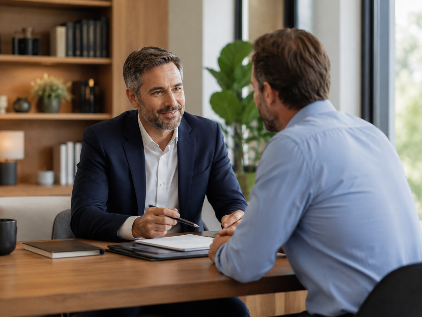 Financial-style consultation with trust-first intake context