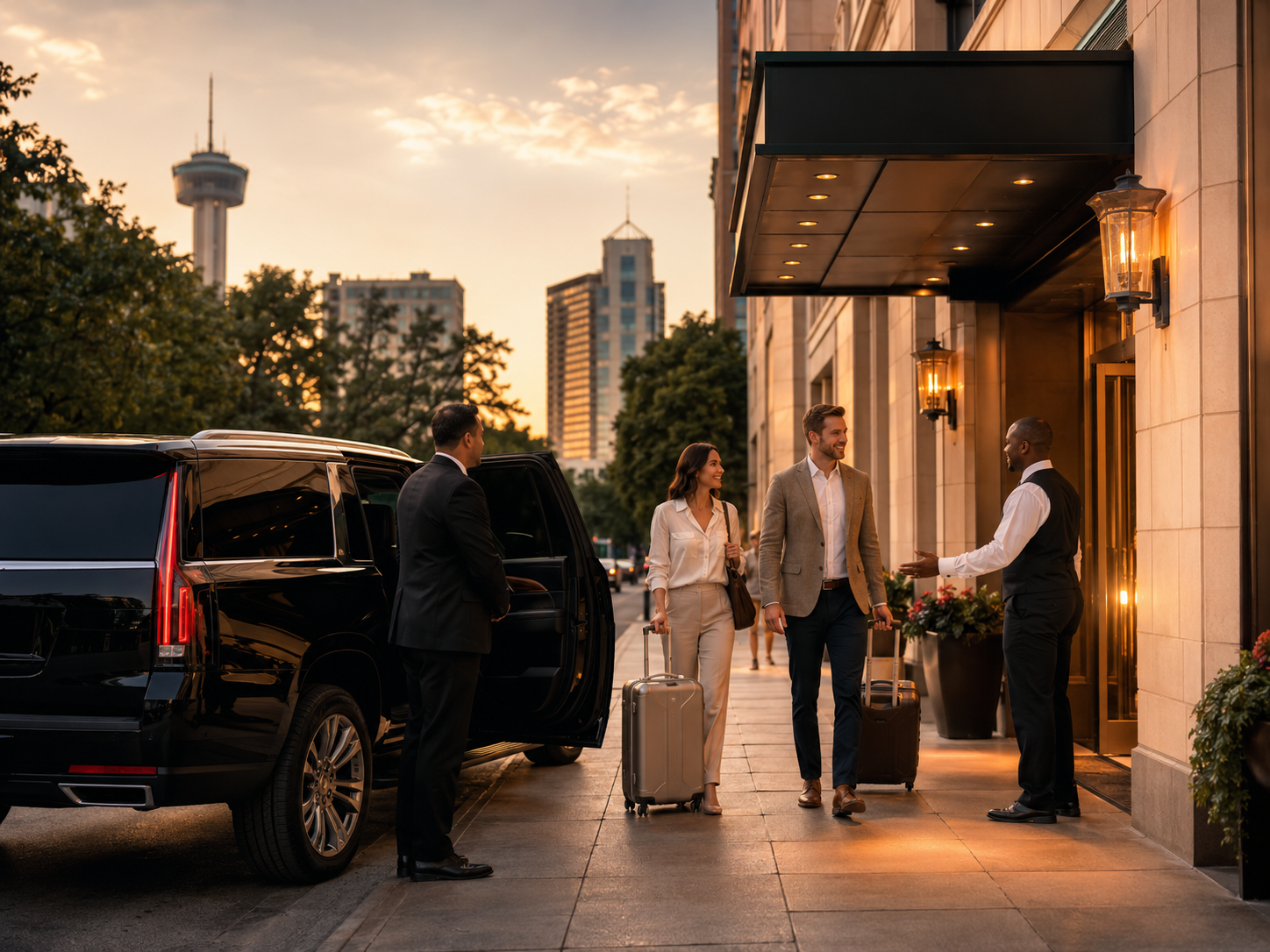 Downtown hotel approach and airport transfer timing